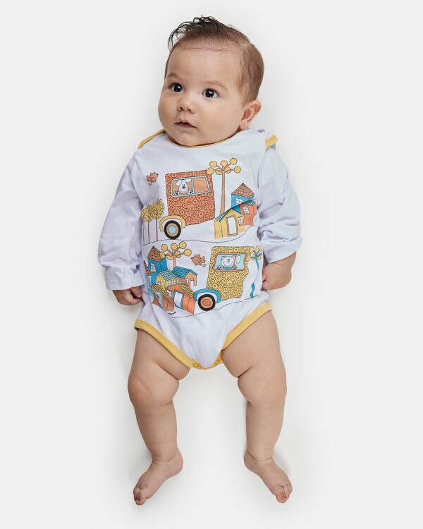Kit Body Bebe Manga Longa Masculino