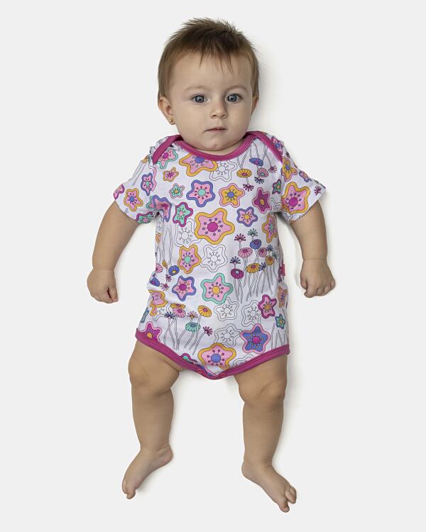 Kit Body Feminino Bebê Manga Curta