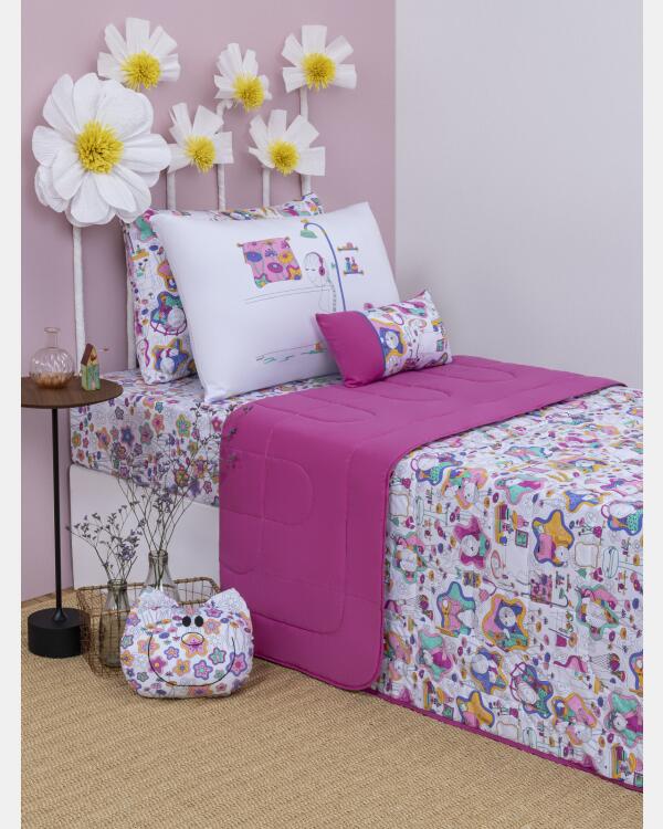 Lençol Elástico com Fronhas Berço Feminino