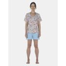Pijama Feminino Adulto Manga Curta Decote V e Short