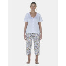Pijama Feminino Adulto Manga Curta Aberto e Corsário