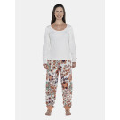 Pijama Feminino Adulto Manga Longa Canelada e Calça Moletinho