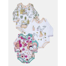 Kit Body Bebe Manga Longa Feminino