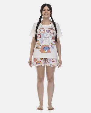 Pijama Feminino Adulto Manga Curta e Short