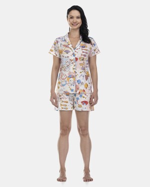 Pijama Feminino Adulto Manga Curta Aberto e Short