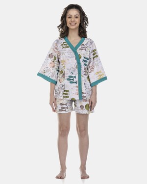 Pijama Feminino Adulto Manga Curta Aberto e Short