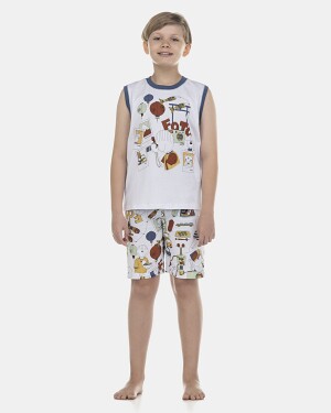Pijama Masculino Kids Regata Machão e Bermuda