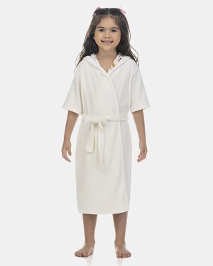 Roupão Feminino Kids Manga Curta Com Capuz