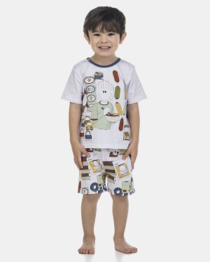 Pijama Masculino Baby Manga Curta e Bermuda