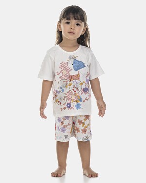 Pijama Feminino Baby Manga Curta e Short