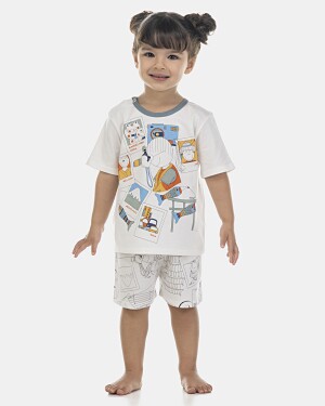 Pijama Baby Manga Curta e Short Unissex