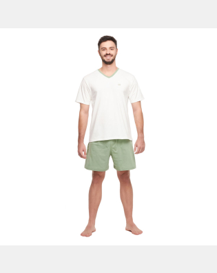 Conjunto Masculino Adulto Manga Curta Decote V e Short