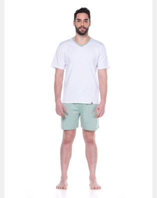 Pijama Masculino Manga Curta Sonhart e Short Verde