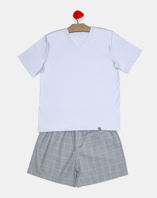 Pijama Masculino Adulto Manga Curta e Short Tricoline
