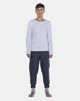 Pijama Masculino Adulto Manga Longa e Calça Flanelada Com Punhos
