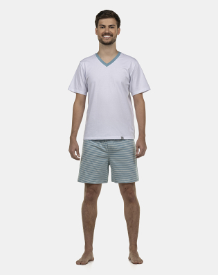Pijama Masculino Adulto Manga Curta Decote V Short