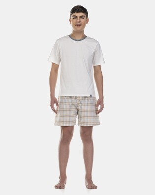 Pijama Masculino Adulto Manga Curta e Short Tricoline