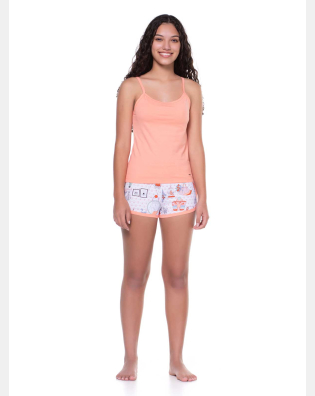Pijama Feminino Curto Blusa Alcinha e short Estampado