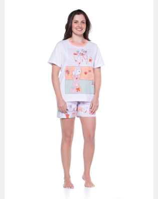 Conjunto Feminino Adulto Manga Curta e Short