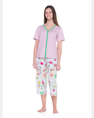 Homewear manga curta e corsário       