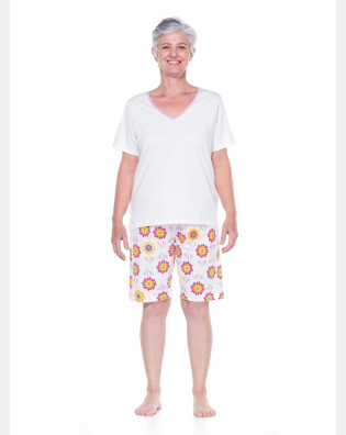 HOMEWEAR FEMININO SONHART MANGA CURTA E BERMUDA FLORAL