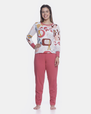 Conjunto Feminino Adulto Manga Longa e Calça