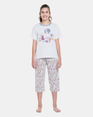 Pijama Feminino Adulto Manga Curta e Corsário