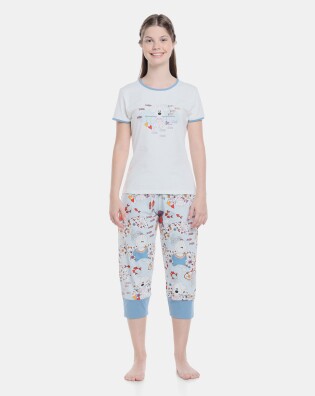 Pijama Feminino Adulto Baby-Look e Corsário