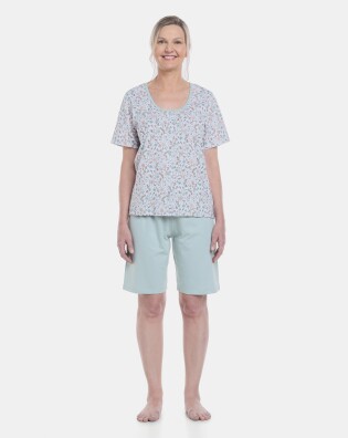 Pijama Feminino Curto Sonhart Blusa manga curta e bermuda Lisa