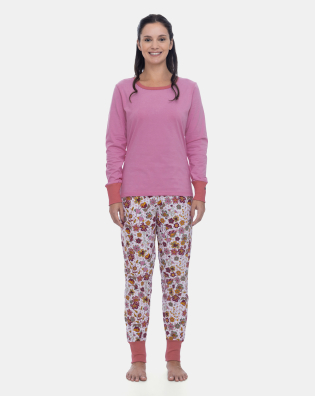 Pijama Feminino Blusa Manga Longa Punho e Calça Estampada