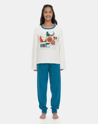 Pijama Sonhart Feminino Longo Tecido Plush Estampado