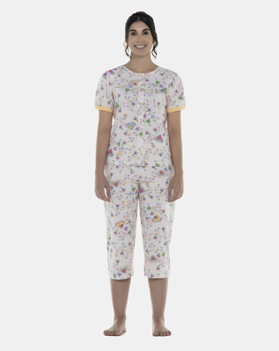 Pijama Feminino Adulto Manga Curta Aberta e Corsário