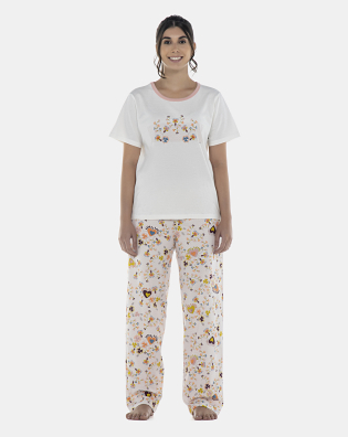 Pijama Feminino Adulto Manga Curta e Calça