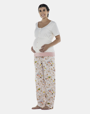 Pijama Feminino Gestante Manga Curta e Calça