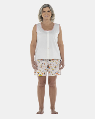 Pijama Feminino Adulto Regata Aberta e Bermuda