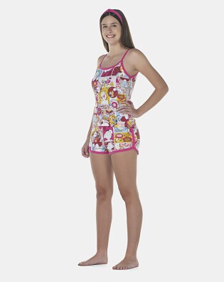 Pijama Feminino Adulto Alça e Short Cotton