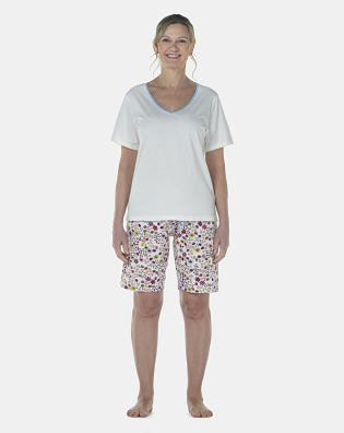 Pijama Feminino Adulto Manga Curta e Bermuda