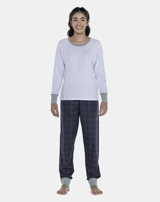 Pijama Feminino Adulto Manga Longa e Calça Flanelada