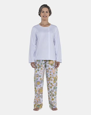Pijama Feminino Adulto Manga Longa e Calça