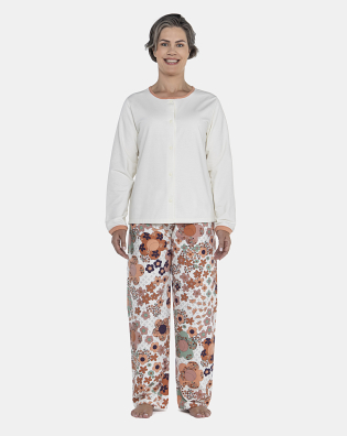 Pijama Feminino Adulto Manga Longa e Calça Moletinho