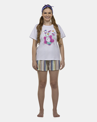 Pijama Feminino Adulto Manga Curta e Short