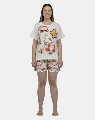 Pijama Feminino Adulto Manga Curta e Short