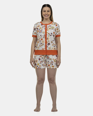 Pijama Feminino Adulto Manga Curta e Short