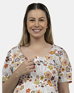 Pijama Feminino Gestante Manga Curta e Short