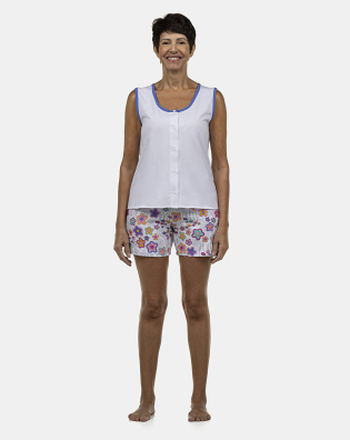 Pijama Feminino Adulto Regata Aberta e Bermuda