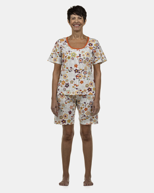 Pijama Feminino Adulto Manga Curta Aberto e Bermuda