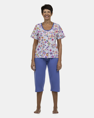 Pijama Feminino Adulto Manga Curta Aberta e Corsário