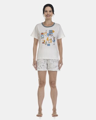 Pijama Feminino Adulto Manga Curta e Short