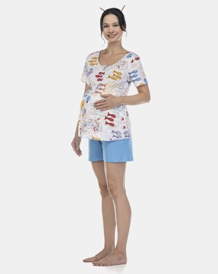 Pijama Feminino Gestante Manga Curta e Short