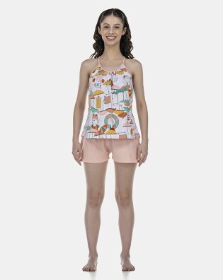 Pijama Feminino Adulto Alça e Short
